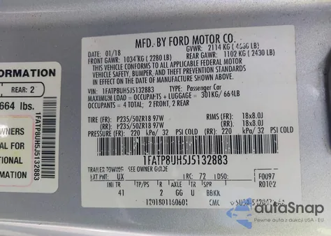 2018 Ford Mustang Ecoboost Premium из США, поврежденный, VIN 1FATP8UH5J5132883